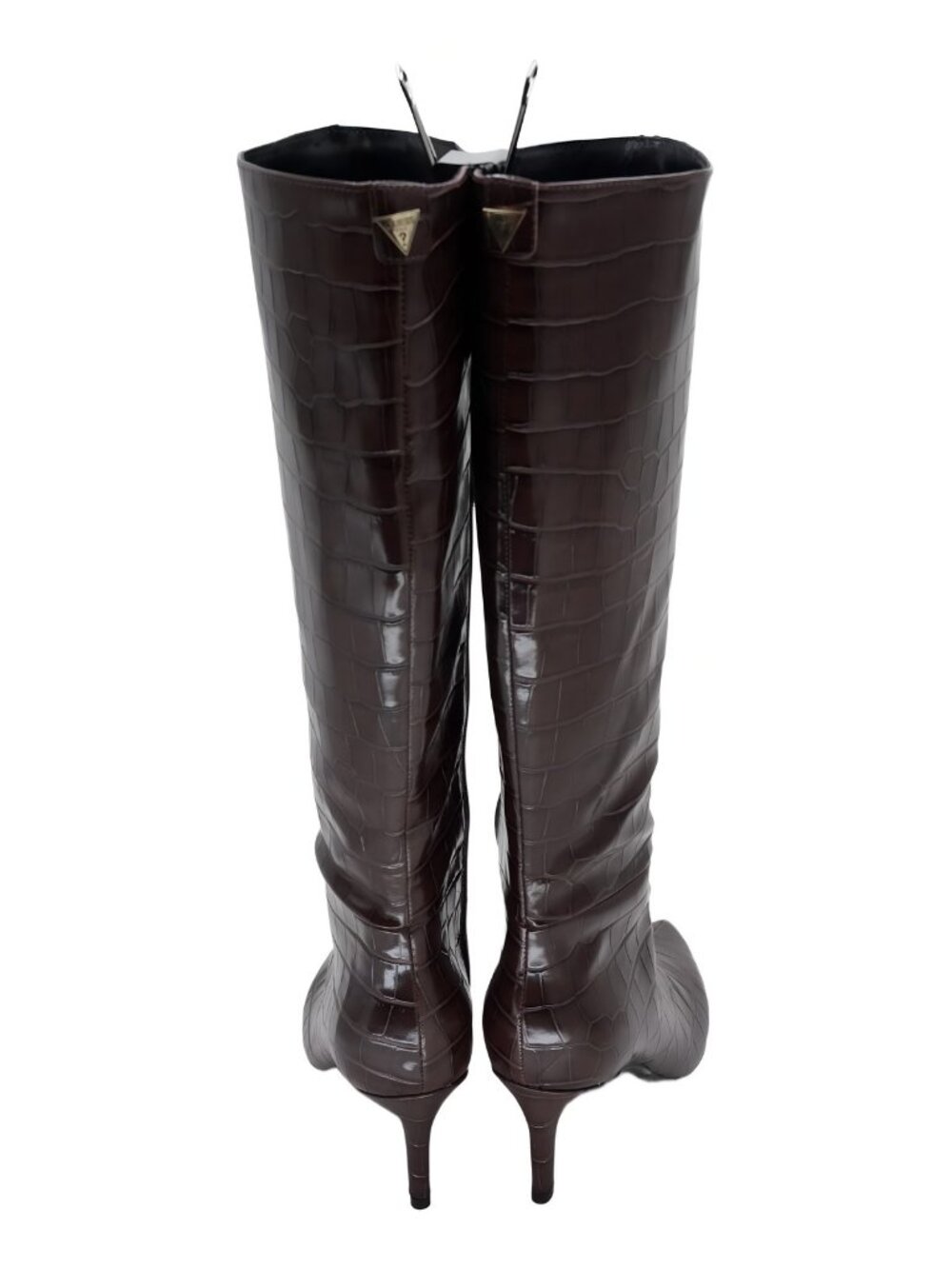 GUESS Wayla Pointed Toe Stiletto Heel Dress Boot Dark Brown Croc 7.5M - Picture 3 of 6